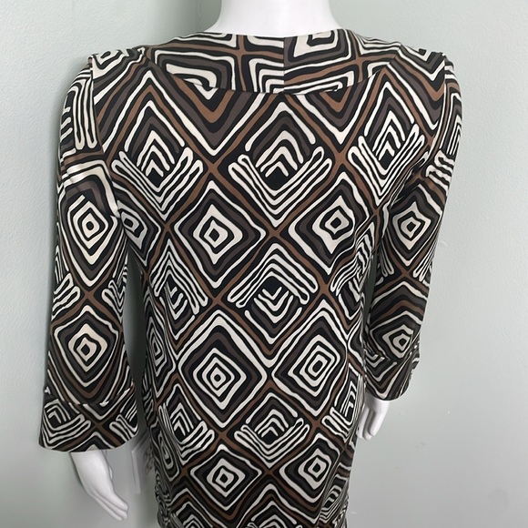 Diane Von Furstenberg Vintage Gaby Brown Diamond Geometric Silk Shift size 4 - Picture 8 of 8